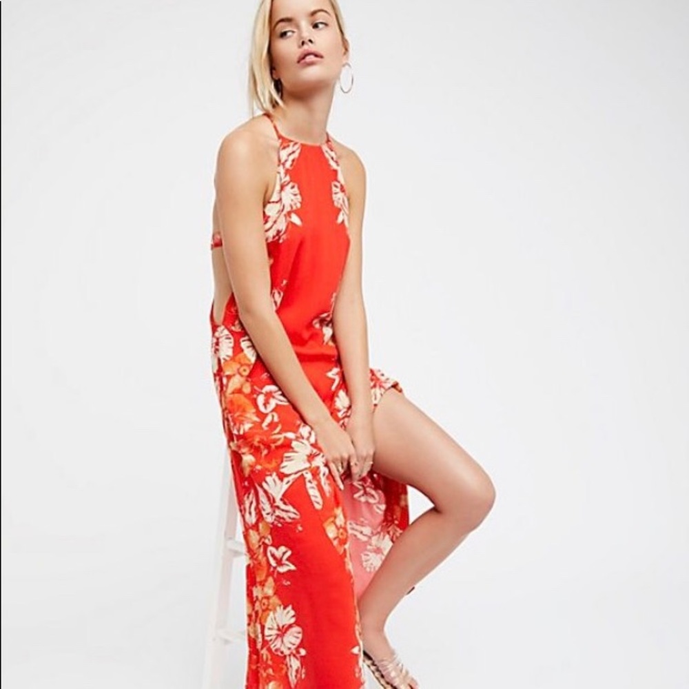 FREE PEOPLE Back to You Midi Dress Cherry New Boho